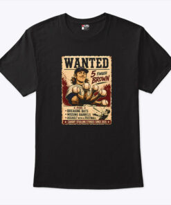 Wanted 5 Finger Brown Baseball Shirt