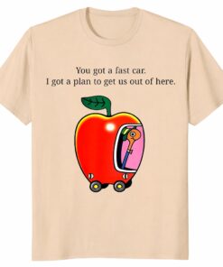 Fast Car Unisex Shirt _ Whimsical Apple Car Driving Graphic Tee