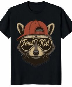 Feral Kid Shirt – Funny Raccoon Boy Tee _ Cool Child Gift