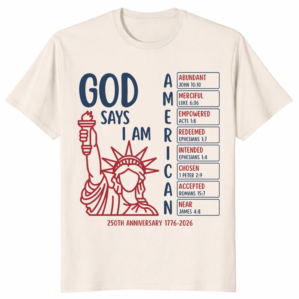 God Says I Am American Shirt – 250th Anniversary Christian Tee God Says I Am American Shirt – 250th Anniversary Christian Tee