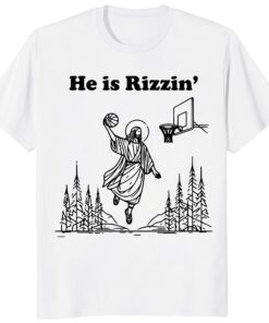 He Is Rizzin Shirt – Retro Easter Tee _ Basketball Jesus Gift