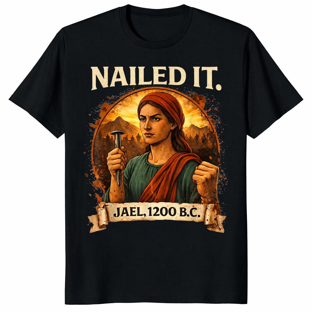 Jael Bible Shirt – Nailed It _ Funny Biblical History Tee Jael Bible Shirt – Nailed It _ Funny Biblical History Tee