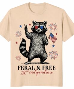 Patriotic Raccoon Shirt – Feral and Free 250th Independence
