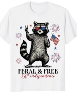 Patriotic Raccoon Shirt – Feral and Free 250th Independence