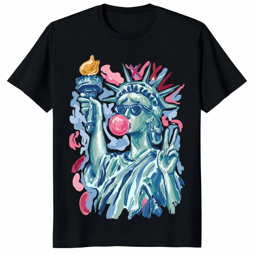 Statue Of Liberty Blowing Bubble Gum 4th Of July Graphic Unisex Shirt Statue Of Liberty Blowing Bubble Gum 4th Of July Graphic Unisex Shirt
