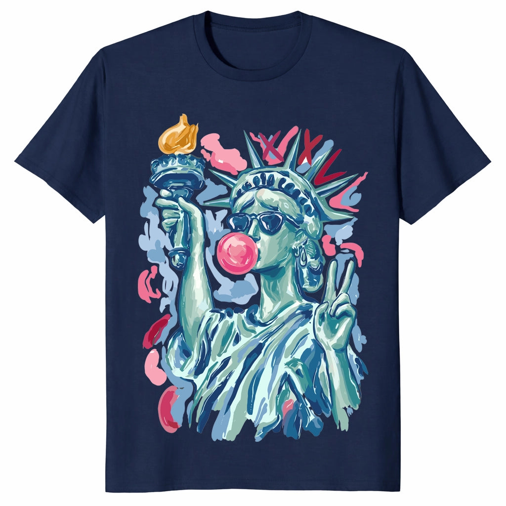 Statue Of Liberty Blowing Bubble Gum 4th Of July Graphic Unisex Shirt Statue Of Liberty Blowing Bubble Gum 4th Of July Graphic Unisex Shirt