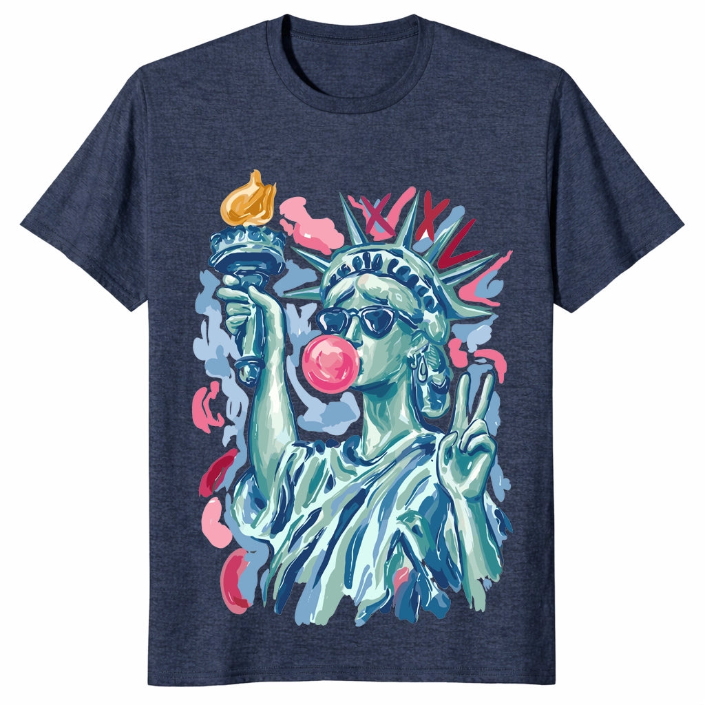 Statue Of Liberty Blowing Bubble Gum 4th Of July Graphic Unisex Shirt Statue Of Liberty Blowing Bubble Gum 4th Of July Graphic Unisex Shirt