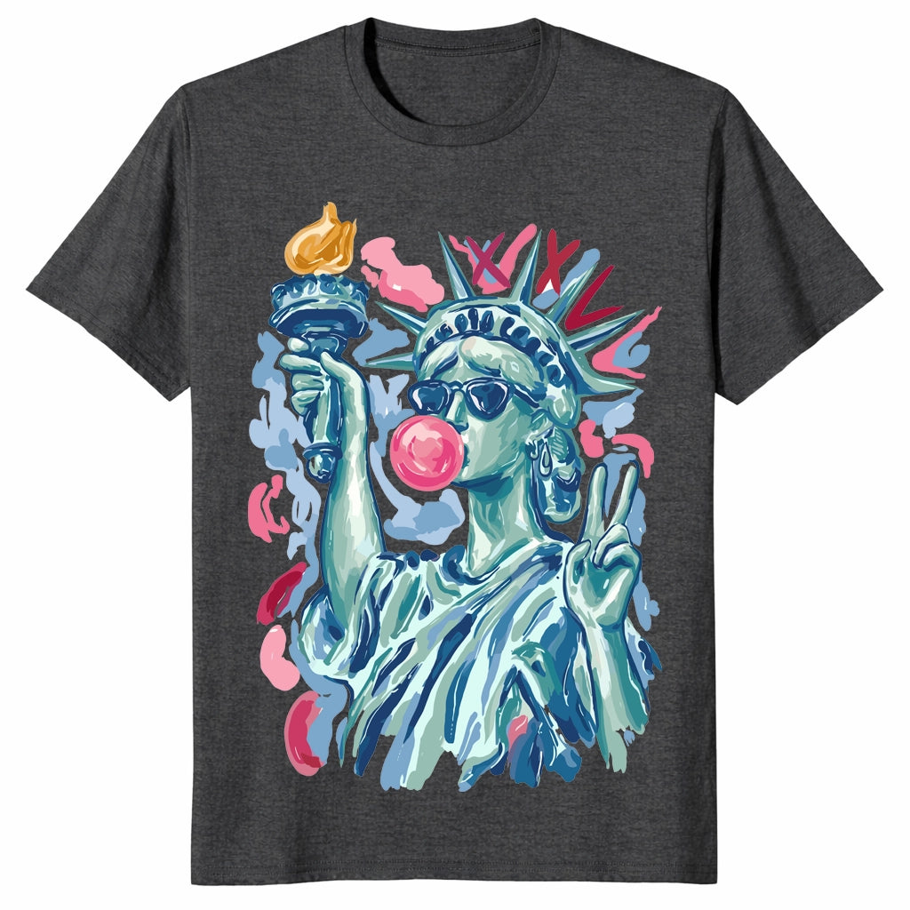 Statue Of Liberty Blowing Bubble Gum 4th Of July Graphic Unisex Shirt Statue Of Liberty Blowing Bubble Gum 4th Of July Graphic Unisex Shirt