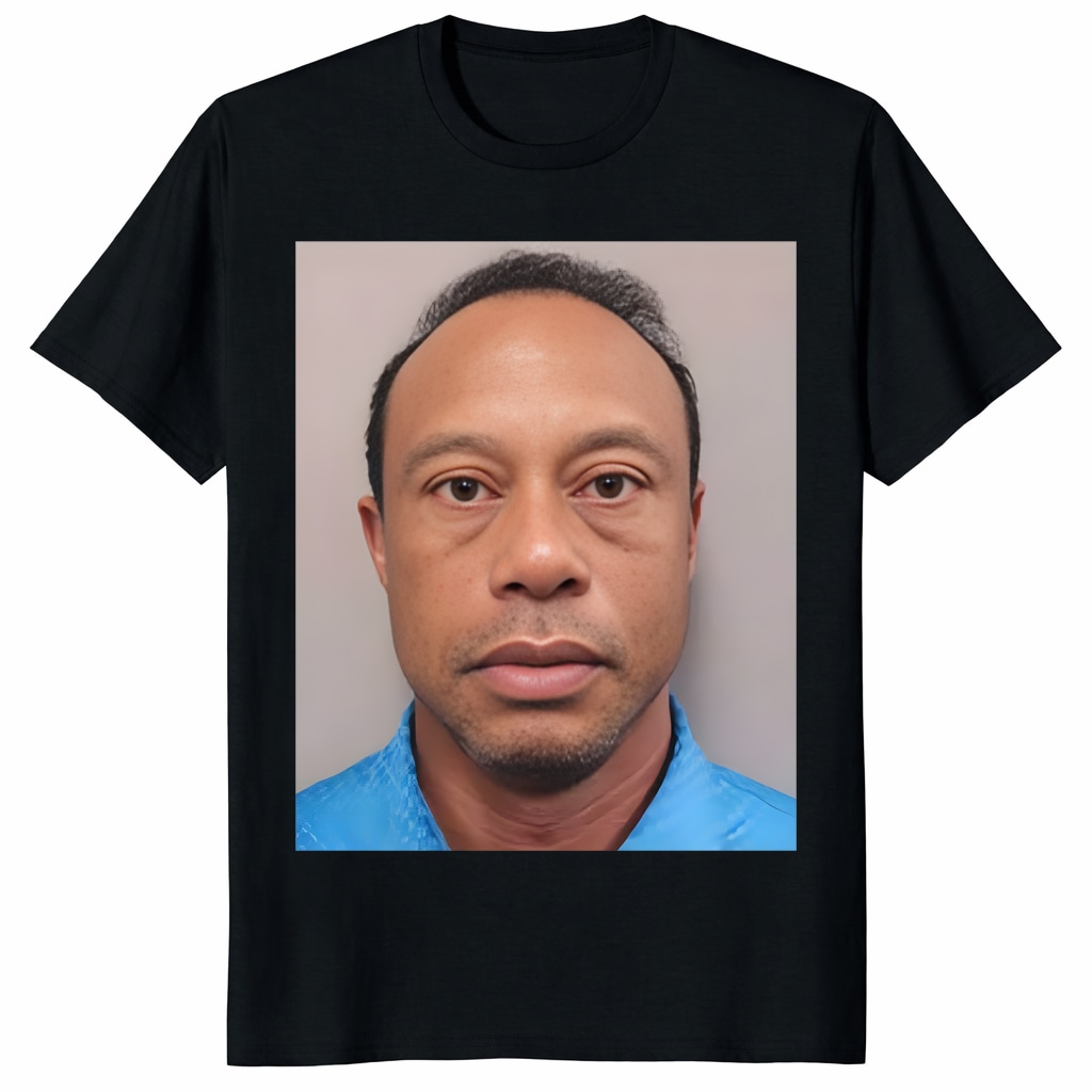 Tiger Woods Inspired Parody Mugshot 2026 Tee Shirt Tiger Woods Inspired Parody Mugshot 2026 Tee Shirt