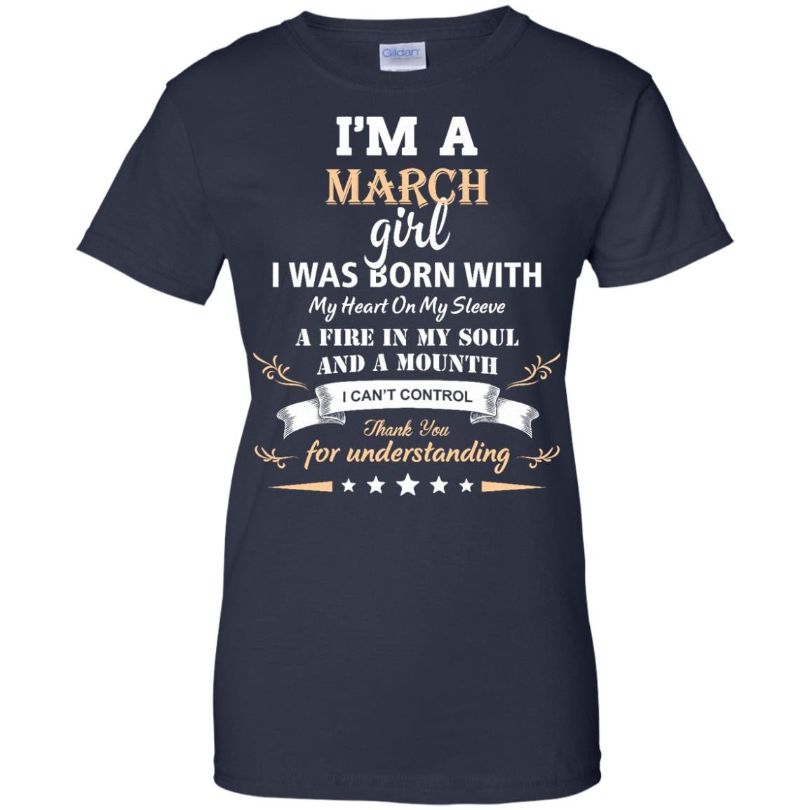 Im a March girl shirts - I was born with my heart on my sleeve a fine ...