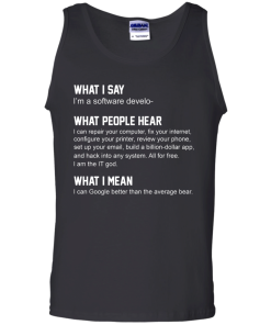 Developer Funny shirts - what people hear when i say i'm a software developer shirt