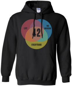Venn Diagram: Life, the Universe & Everything - Life Meaning is 42 t-shirt, tank, v-neck, hoodie