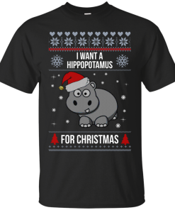 Hippopotamus Christmas Sweater - I Want A Hippopotamus  For Christmas