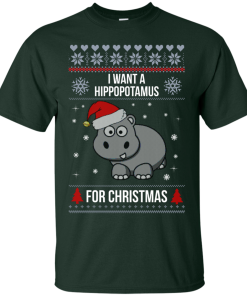 Hippopotamus Christmas Sweater - I Want A Hippopotamus  For Christmas