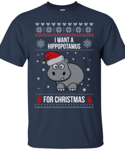 Hippopotamus Christmas Sweater - I Want A Hippopotamus  For Christmas