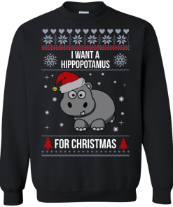 Hippopotamus Christmas Sweater - I Want A Hippopotamus  For Christmas