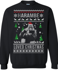 Harambe Loved Christmas Sweater, T-Shirt, Long Sleeve