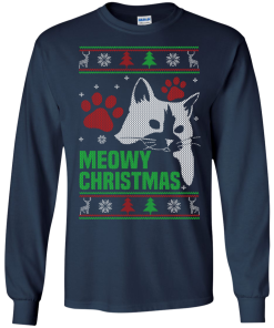 Meowy Christmas Sweater, T-Shirt - Cat Lovers Christmas Gift