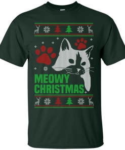 Meowy Christmas Sweater, T-Shirt - Cat Lovers Christmas Gift