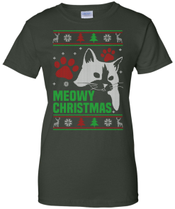 Meowy Christmas Sweater, T-Shirt - Cat Lovers Christmas Gift