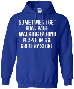 Road rage walking behind people in the grocery store