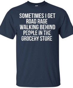 Road rage walking behind people in the grocery store