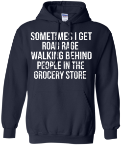 Road rage walking behind people in the grocery store