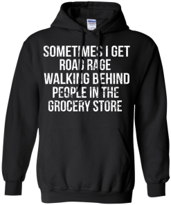 Road rage walking behind people in the grocery store