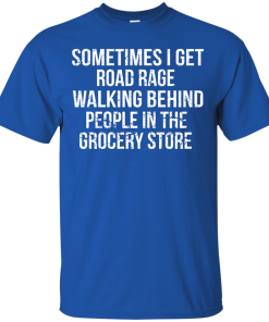 Road rage walking behind people in the grocery store