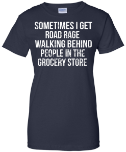 Road rage walking behind people in the grocery store